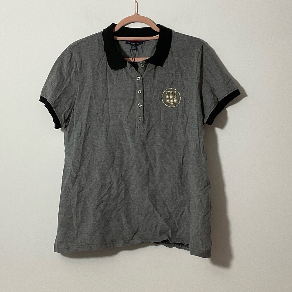 Tommy Hilfiger Gray Polo with Black Collar